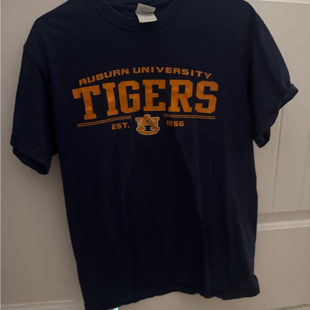 Gildan Navy and Orange Graphic T-Shirt